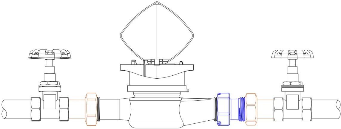 DN15–DN20 Meter Connector — Dimensions & installation 2