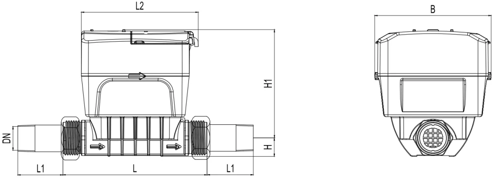 Engineering Plastic Ultrasonic Water Meter — Dimensions & installation 1